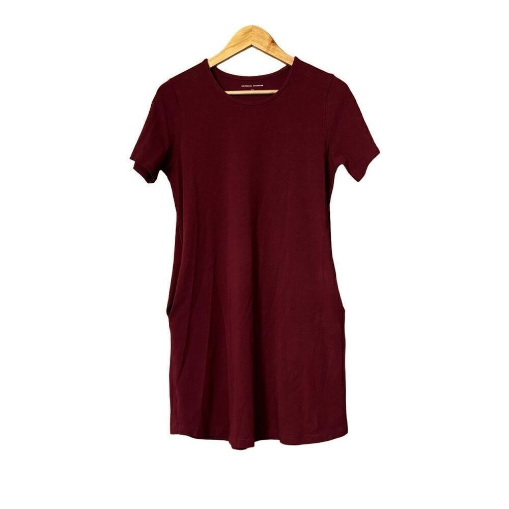 Universal Standard Halie T-Shirt Shift Dress Brick Red Pockets Short Sleeve